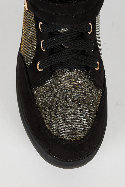 Gold And Silver Glitter High Top Trainer