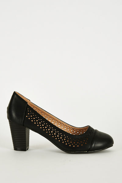 Black Cut Out Detail Court Shoe