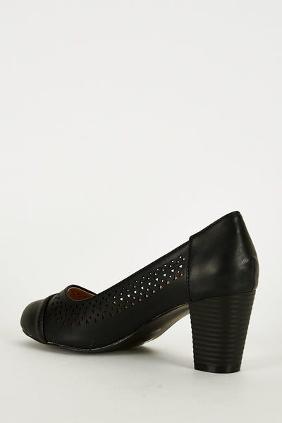 Black Cut Out Detail Court Shoe