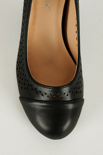 Black Cut Out Detail Court Shoe