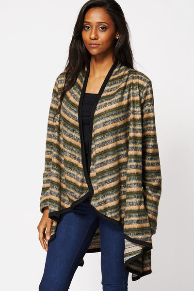 Stripe Waterfall Open Cardigan