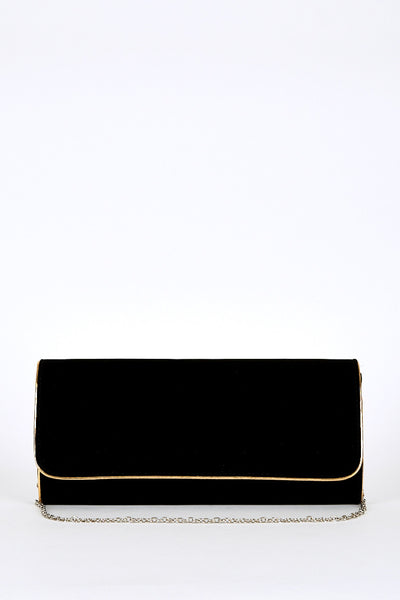 Gold Trim Clutch Bag In Black