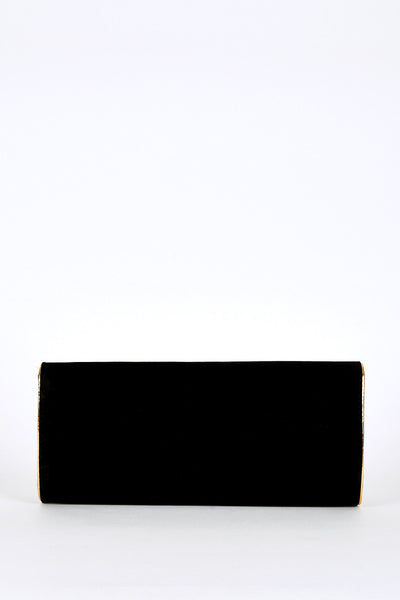 Gold Trim Clutch Bag In Black