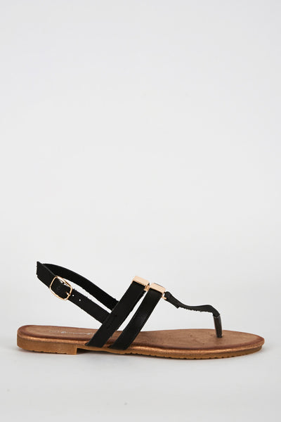 Black T Bar Glitter Sole Sandal