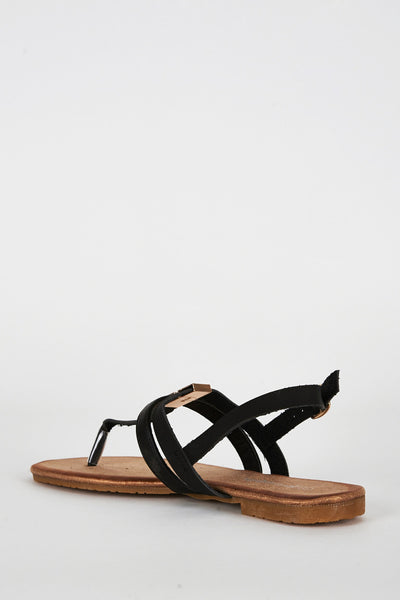 Black T Bar Glitter Sole Sandal