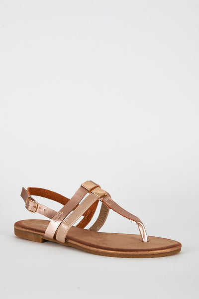 Metallic T Bar Glitter Sole Sandal