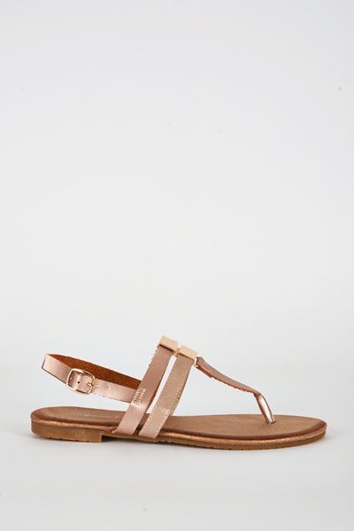 Metallic T Bar Glitter Sole Sandal