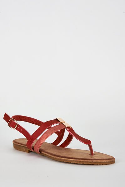 Red T Bar Glitter Sole Sandal