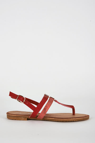 Red T Bar Glitter Sole Sandal