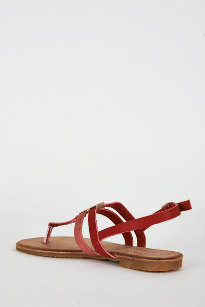 Red T Bar Glitter Sole Sandal