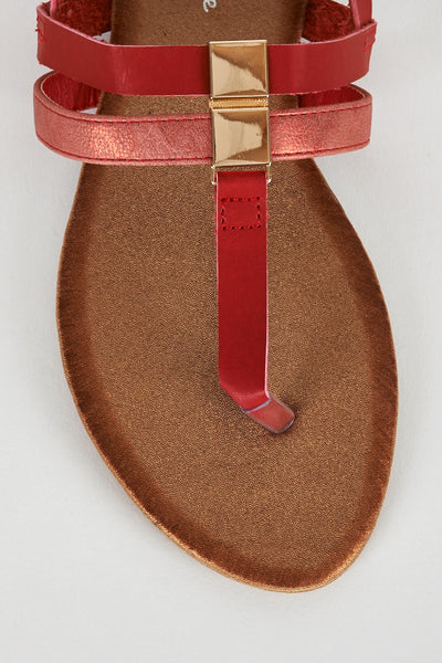 Red T Bar Glitter Sole Sandal