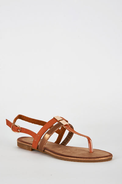 Burnt Orange T Bar Glitter Sole Sandal