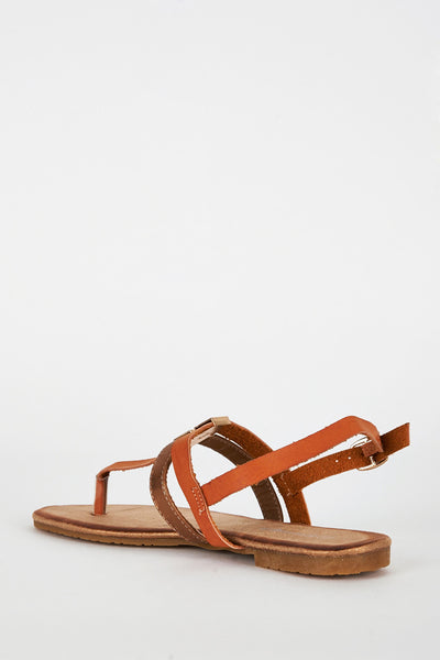 Burnt Orange T Bar Glitter Sole Sandal