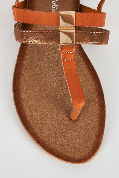 Burnt Orange T Bar Glitter Sole Sandal