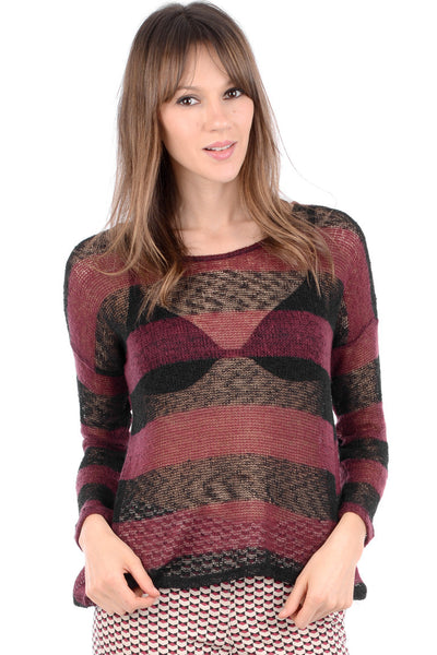 Lightweight Wine Stripy Jumper