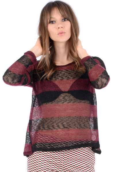 Lightweight Wine Stripy Jumper