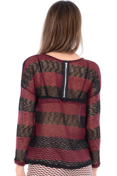 Lightweight Wine Stripy Jumper