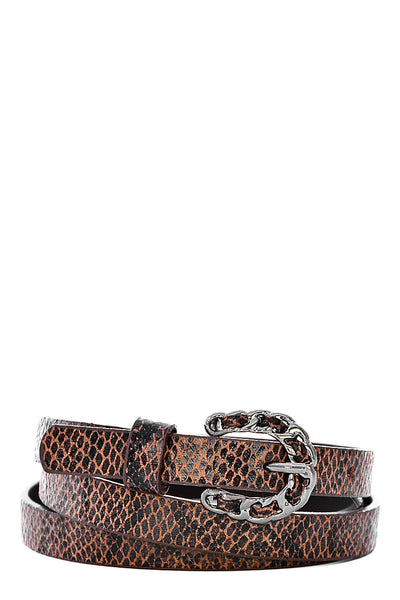 Skinny Snakeskin Effect Belt