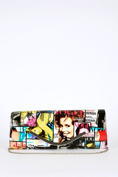 Vogue Magazine Cover Print Clutch Bag