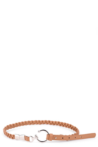 Plaited Faux Leather Belt with Metal Buckle Detail