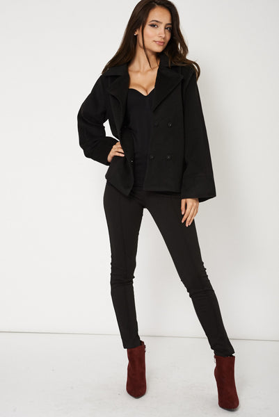 Relaxed Fit Short Coat In Black