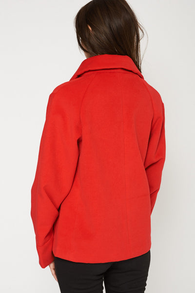 Relaxed Fit Short Coat In Red