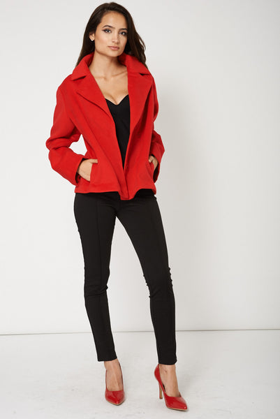 Relaxed Fit Short Coat In Red