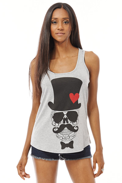 Racer Back T-Shirt with Skull Design