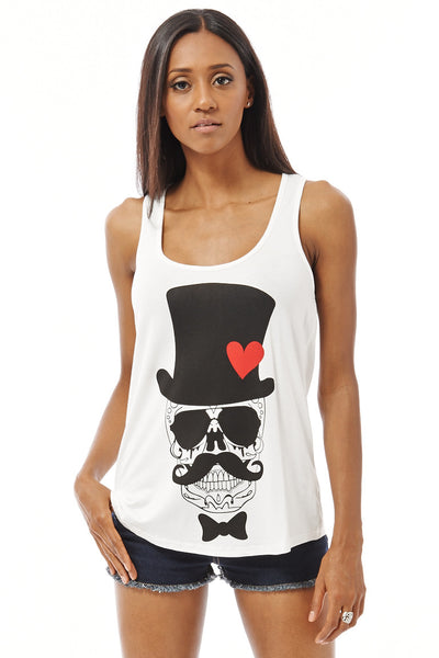 Racer Back T-Shirt with Skull Design