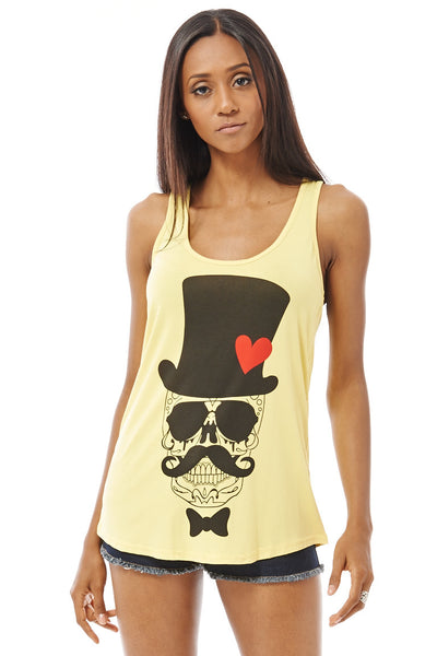 Racer Back T-Shirt with Skull Design