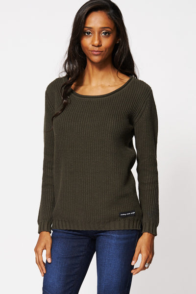 Green Knitted Hi Low Hem Jumper Ex-Branded