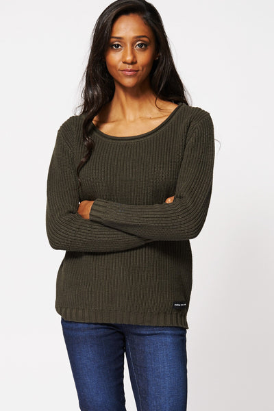 Green Knitted Hi Low Hem Jumper Ex-Branded