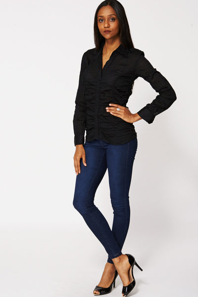 Black Sheer Button Up Shirt Ex-Branded
