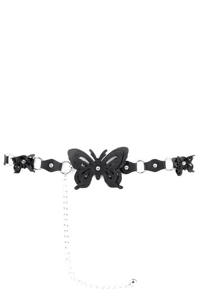 Faux Leather Belt with Butterfly Detail