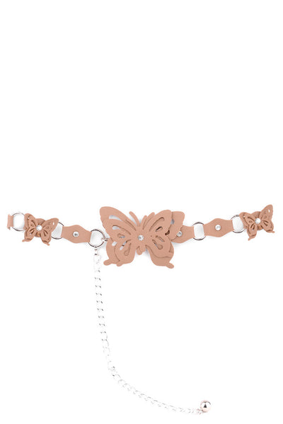 Faux Leather Belt with Butterfly Detail