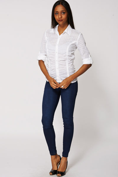 White Sheer Button Up Shirt Ex-Branded