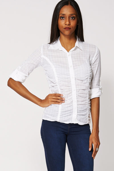 White Sheer Button Up Shirt Ex-Branded