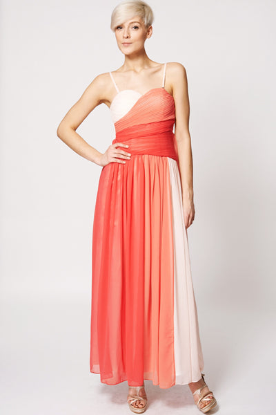 Pleated Top Mix Colour Evening Dress