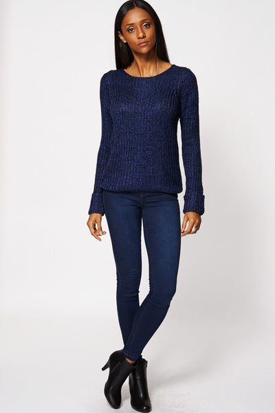 Loose Knit Sweater In Blue Ex-Branded