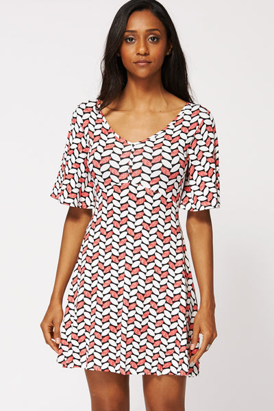 Abstract Print A Line Dress