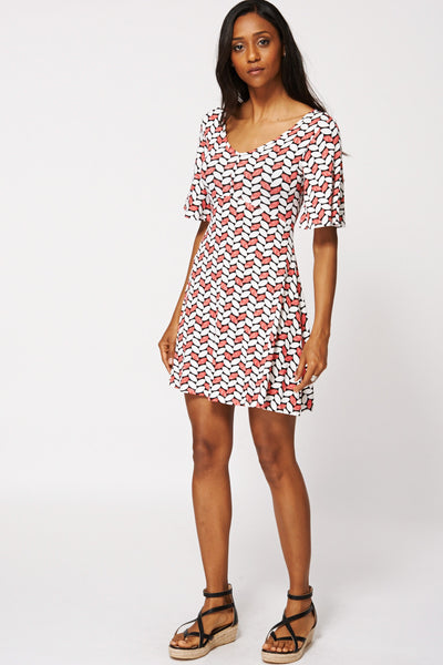 Abstract Print A Line Dress