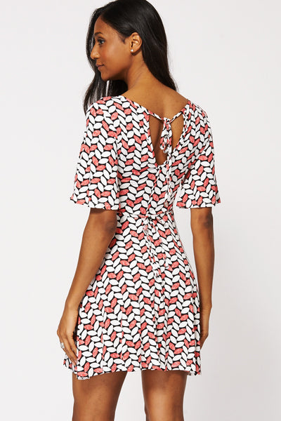 Abstract Print A Line Dress