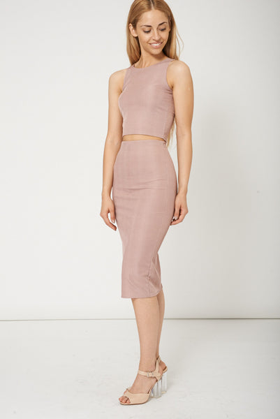 Pink Casual Pencil Skirt