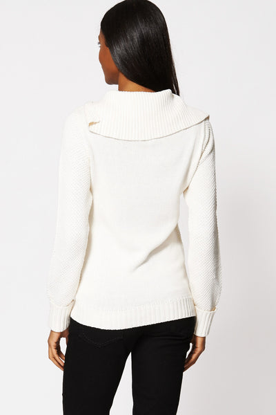 Textured Turn Down Open Collar Jumper Ex-Branded