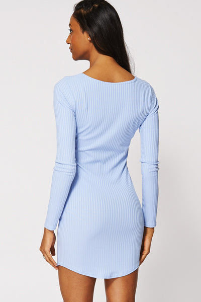 Ribbed Stretchy Dress in Blue Ex-Branded