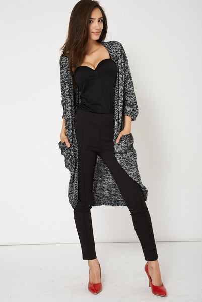 Curved Hem Cardigan With Open Front Design Available In Plus Size