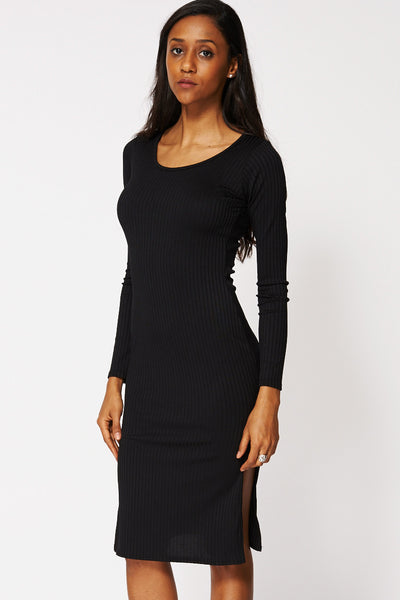 Ribbed Stretchy Dress with Side Splits Ex-Branded