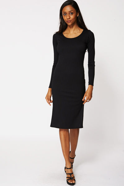 Ribbed Stretchy Dress with Side Splits Ex-Branded