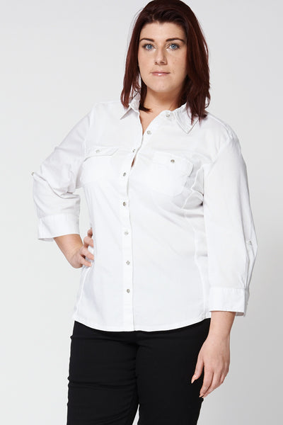 White Roll Up Sleeve Shirt