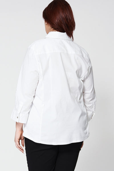 White Roll Up Sleeve Shirt